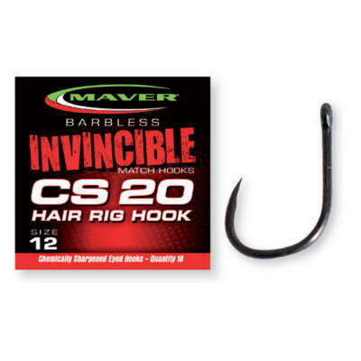 Carlige Maver Invincible CS20 Hair Rig Barbless, 10bc (Marime Carlige: Nr. 16)