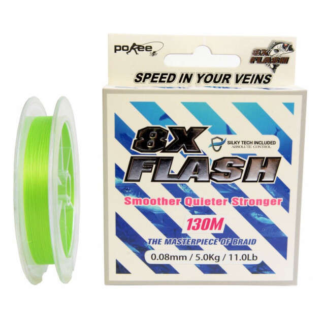 Fir textil Pokee 8X Flash Smart PE, Lime Green, 130m (Diametru fir: 0.08 mm)