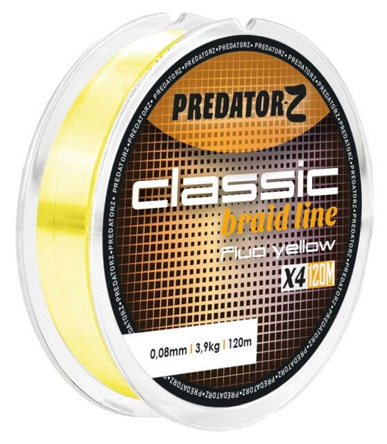 Fir textil Predator-Z Classic Braid galben fluo 120m Carp Zoom (Diametru fir: 0.08 mm)