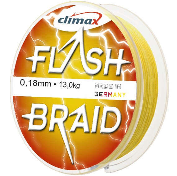 Fir textil Climax Flash Braid, galben fluo, 100m (Diametru fir: 0.28 mm)