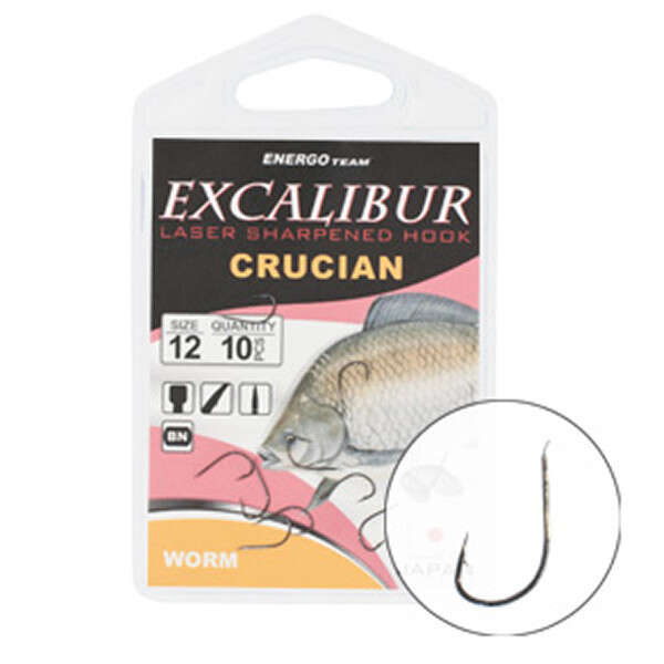 Carlige Excalibur Crucian Worm, 10buc (Marime Carlige: Nr. 12)